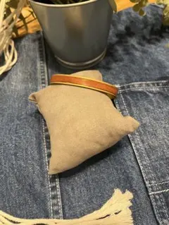 真鍮　シンプルレザーバングル　9mm