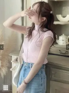 ＧＲＬ グレイル　ハイネックフレンチスリーブリブニットトップス[rut689]