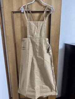 ベージュ サロペットスカート リボン付き