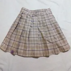 メゾピアノ　プリーツスカート　ベージュ　チェック　インナーパンツ　M 150