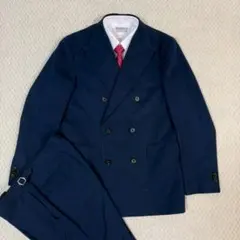 dunhill ダブル セットアップ スーツ 金ボタン 艶感 ネイビー XL