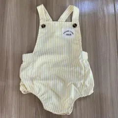 イエロー ストライプ サロペット　ロンパース