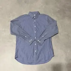 UNIQLO ネイビーとホワイトストライプ 長袖シャツ S