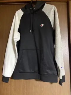 Champion XL フード付きパーカー ブラック/ホワイト/グレー