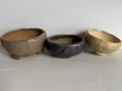 【手作り・一点物】ミニ盆栽鉢 3点セット 作家鉢 / 豆鉢 ミニ鉢 植木鉢のサムネイル