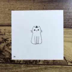 【1183】【白猫の絵】オリジナル手描きアナログイラスト原画　自作創作アート作品