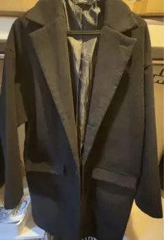 ダークグレー チェスターコート ウール混合