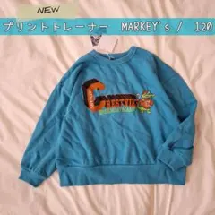 週末sale☆タグ付き新品【マーキーズ】裏毛　プリントトレーナー　120 ブルー