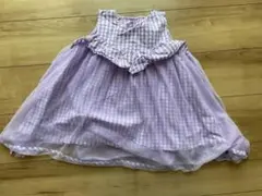 ラベンダー ギンガムチェック チュニック　ワンピース ノースリーブ