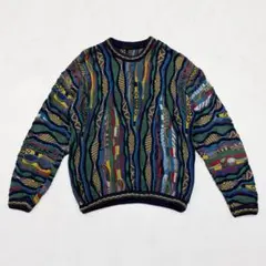 TUNDRA CANADA 3Dニット クレイジーパターン カナダ製　M 古着
