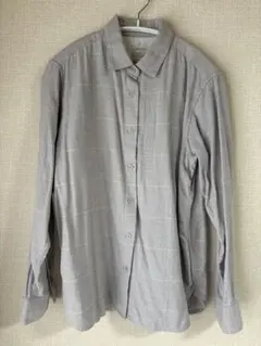 無印良品 Mサイズ グレー チェック柄 長袖シャツ