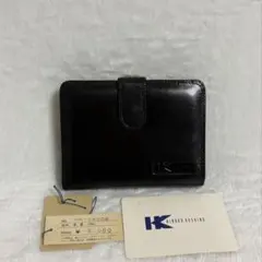 ヒロココシノ★折り財布★羊本革★ガマ口★黒系★未使用美品