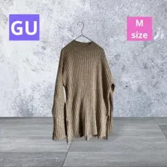 【ジーユー】レーディース /可愛いメランジリブニットチュニック/長袖/リブ編みM