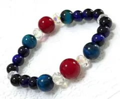 大玉レッド珊瑚12㎜玉　グリーンタイガーアイ　パワーストーンブレスレット