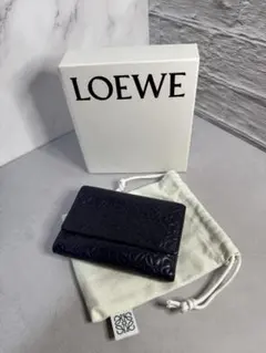 ⭐️美品⭐️ LOEWE アナグラム 三つ折り財布 ネイビー　コンパクト財布