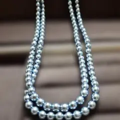 シルバー 二重パールネックレス