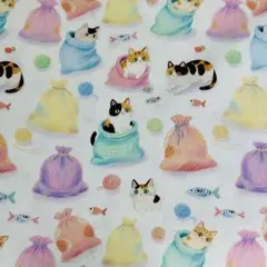 ❣️可愛いいたずら猫柄 綿100% シーチング生地110x1M