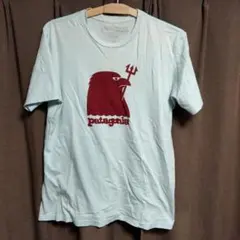 patagonia トライデント鷲ロゴTシャツ 水色