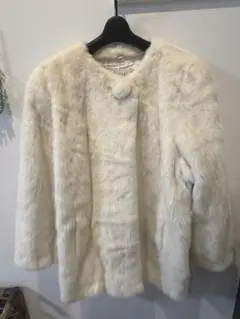 美品★サガミンク　希少　レア　パールホワイト　ミドル丈 ファーコート
