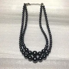 ブラックパール風2連ネックレス