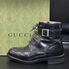 グッチ レースアップ ショートブーツ メンズ レザー 黒 サイズ25cm相当のサムネイル