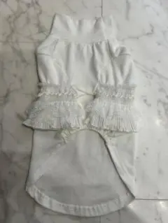 ホワイト フリル付き犬用ドレス