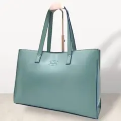 美品✨ダズリン　A4可　トートバッグ　レザー　ロゴ型押し　肩掛け　ライトブルー