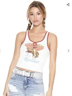 ♡forever21♡馬 ホース ビンテージ感　Y2K ストーン　タンクトップのサムネイル