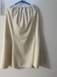 アイボリー ドット柄 フレアスカート M