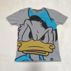 Disney ドナルドダック ビッグプリント Tシャツ L グレー