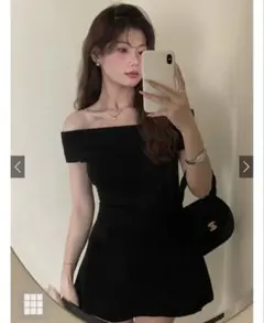 オフショルダー ブラック ミニワンピース ac2448