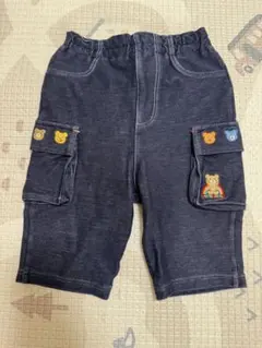 ホットビスケッツ　クマ刺繍付き　やわらかデニムパンツ　90センチ　ネイビー