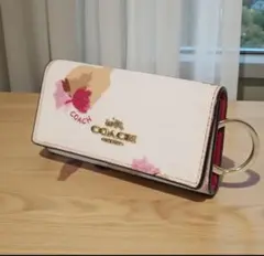 【値下げ可能】COACH 花柄 レザーキーケース