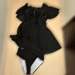 黒いフレアスリーブワンピース水着 XL