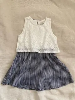 本日発送 [未使用] 110cm 女の子 レーストップ ワンピース