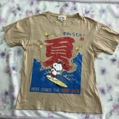 PEANUTS スヌーピー Tシャツ 夏 サーフィン ベージュのサムネイル