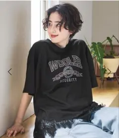 裾レース カレッジロゴ BIG Tシャツ　♡ニコアンド♡