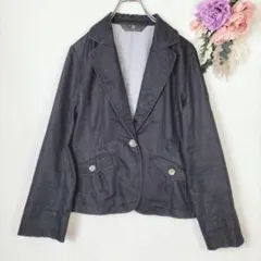 JEAN GERARD　テーラードジャケット　11AR　黒　ストレッチ　七分袖