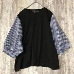 フェイクレイヤード 8分袖 シャツ カットソー Tシャツ M