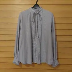 Mila Owen　ミラオーウェン　ストライプ リボン付き 長袖ブラウス