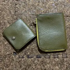 【ハンドメイド】オリーブ色のお財布&小銭入れ