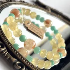 シトリン♡アマゾナイト♡ルチルクォーツ♡天然石デザインブレスレット