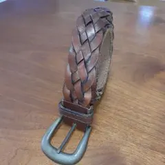 レザー編み込みベルト シルバーバックル