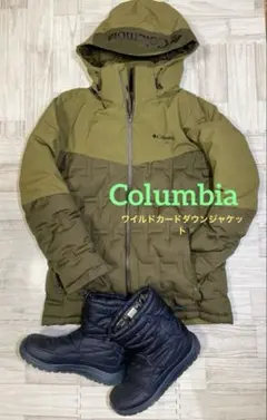 コロンビア ワイルドカードダウンジャケット フード スノボー スキー オリーブ