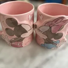 新品箱無し送料代のみ価格ミッキー ミニー ハートデザイン マグカップ 2個セット