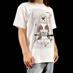 新品 ビッグプリント 浮世絵 猫 ネコ 和彫り 入れ墨 日本刀 切腹 Tシャツ