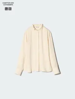 ユニクロ サテンフリルブラウス