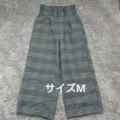レディースサイズMタータンチェックワイドパンツ