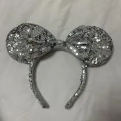 ディズニー ミッキー耳風 シルバー スパンコール カチューシャ