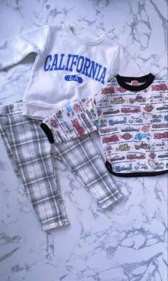 トレーナー ズボン ベビー 90 ３点セット トミカ 車 LA WBC チェック